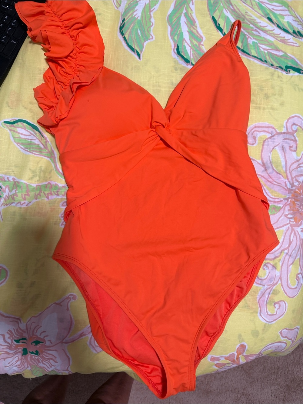 Lilly Pulitzer One-Shoulder Ruffle One-Piece Swimsuit - Bright Orange